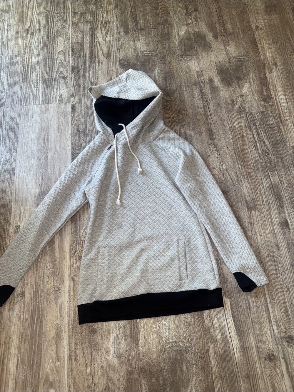 Vanilla Bay Light Gray Hoodie with Black Accents